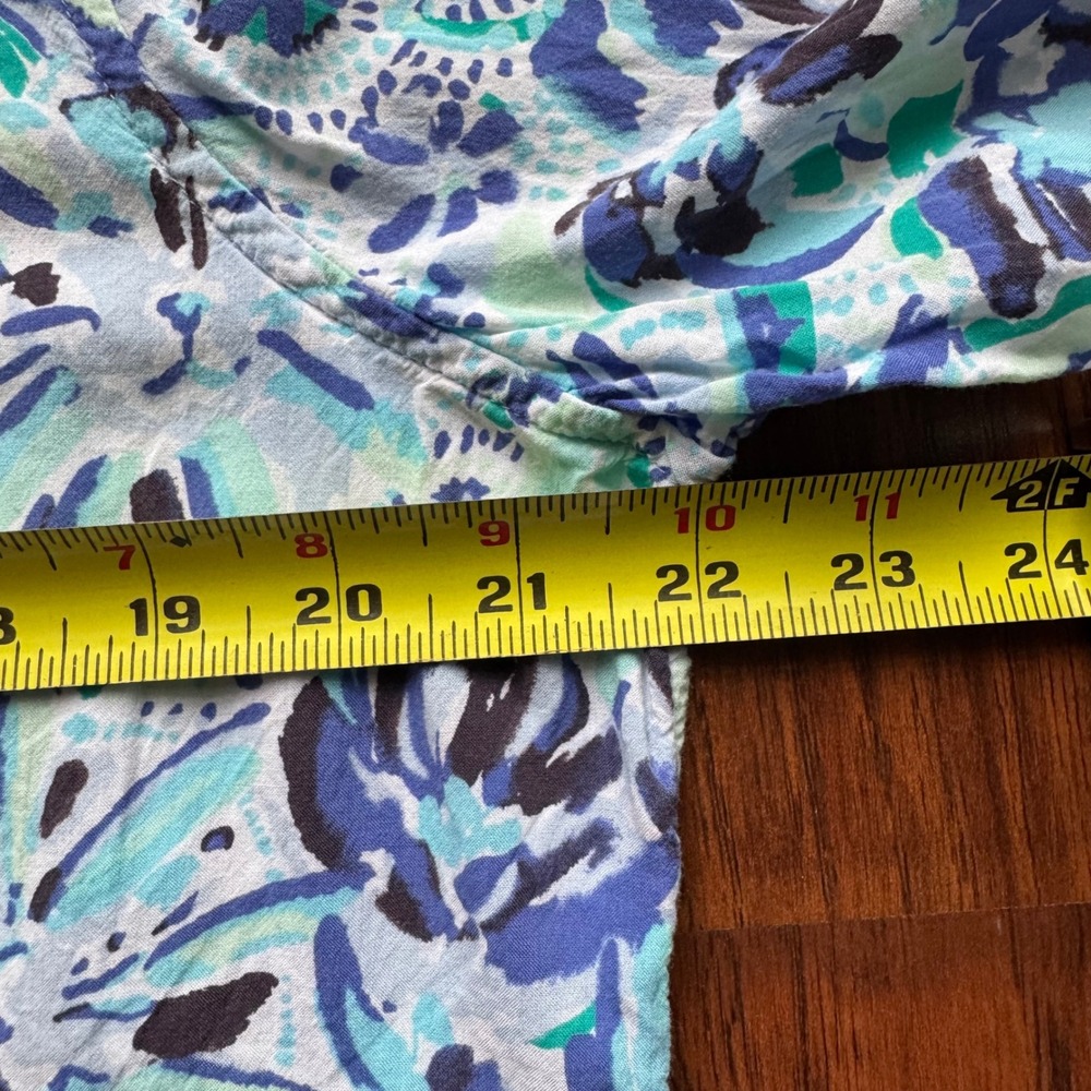 Lilly Pulitzer Floral Button Down Sz L Blue Green Resort Wear Vacation Coastal - Picture 14 of 16